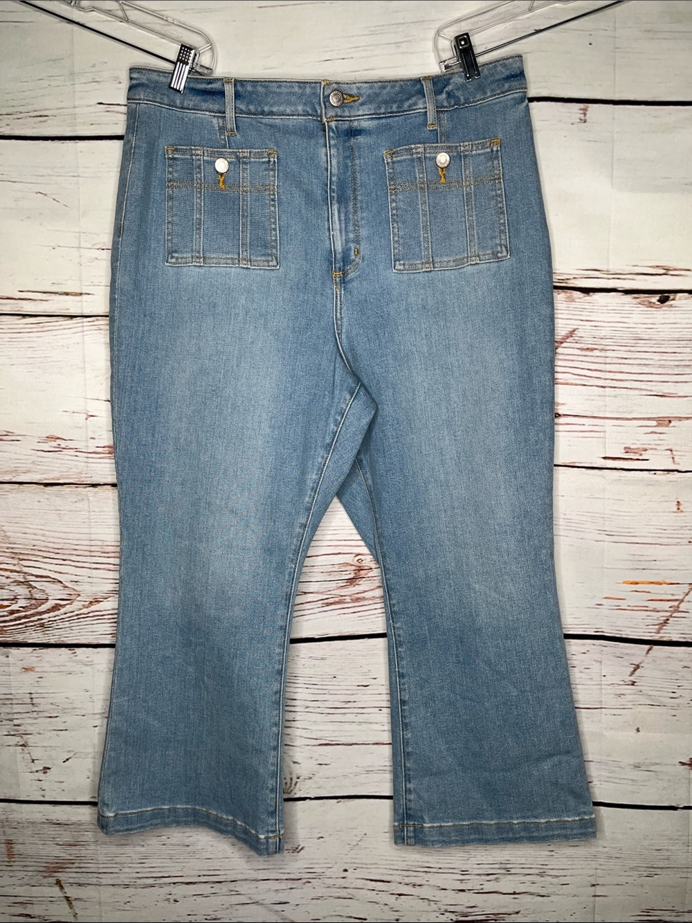 LOFT Ann Taylor Size 18/34 Petite Blue Denim The Curvy Kick Crop Jeans